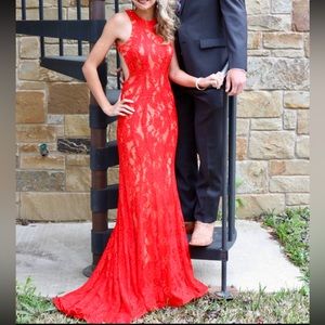 JVN by Jovani Formal Red Lace Dress